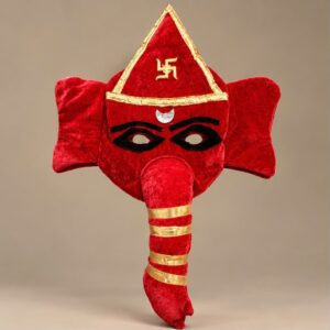 Lord Ganesha Face Mask | Red Velvet Ganpati Costume