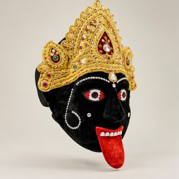 Maa Kali Face Mask with Golden Crown | Kali Costume - Image 3
