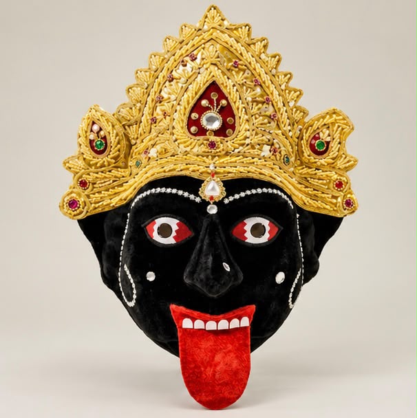 Maa Kali Face Mask with Golden Crown | Kali Costume
