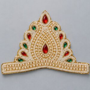 Rajsi Mukut | Royal Pearl & Stone Crown for God, Goddess & Mythological Costumes