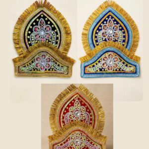 Kulle Mukut for Rajsi & Ravan Costume | Traditional Fancy Dress Crown – Black, Blue & Red