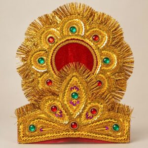 Red Kulla Mukut for Rajsi Costume | Traditional Royal Crown for Fancy Dress & Stage Performances