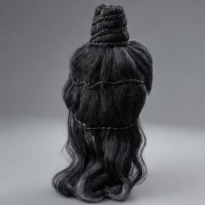 Kids Banvaasi Wig – Black Long Hair with Braided Bun for Ram, Shiva & Mythological Costumes