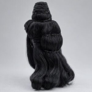 Adult Banvaasi Wig – Dense Black Long Hair with Braided Bun for Ram, Shiva & Mythological Costumes